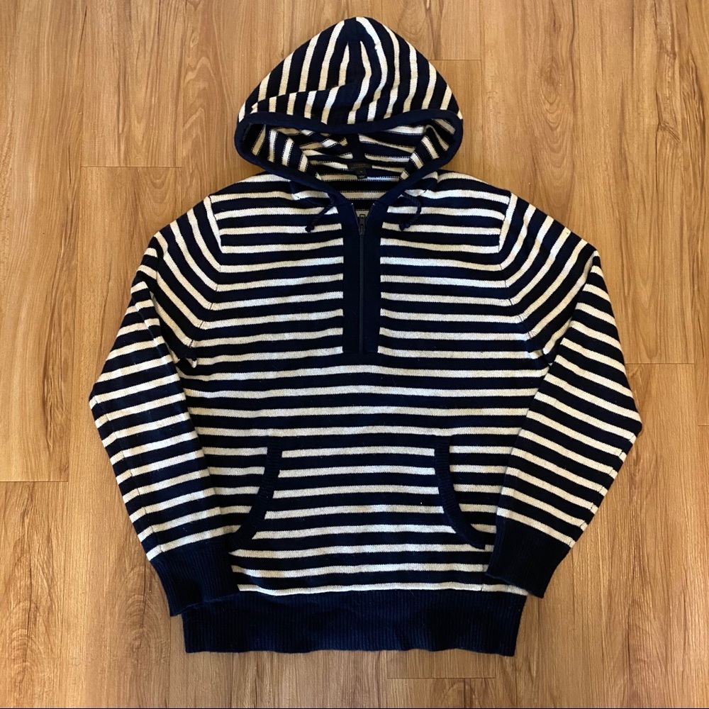 J crew Cashmere Stripe QZip Hoodie